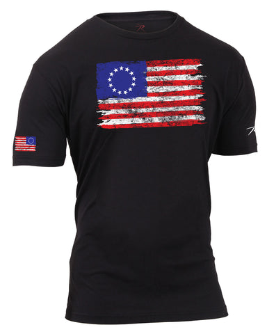 Colonial Betsy Ross Flag T-Shirt - Black