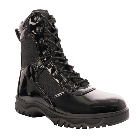 Forced Entry High-Gloss Tactical Boot with Side Zipper - 8 Inch