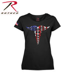 Women Medical Symbol (Caduceus) Long Length T-Shirt - Black